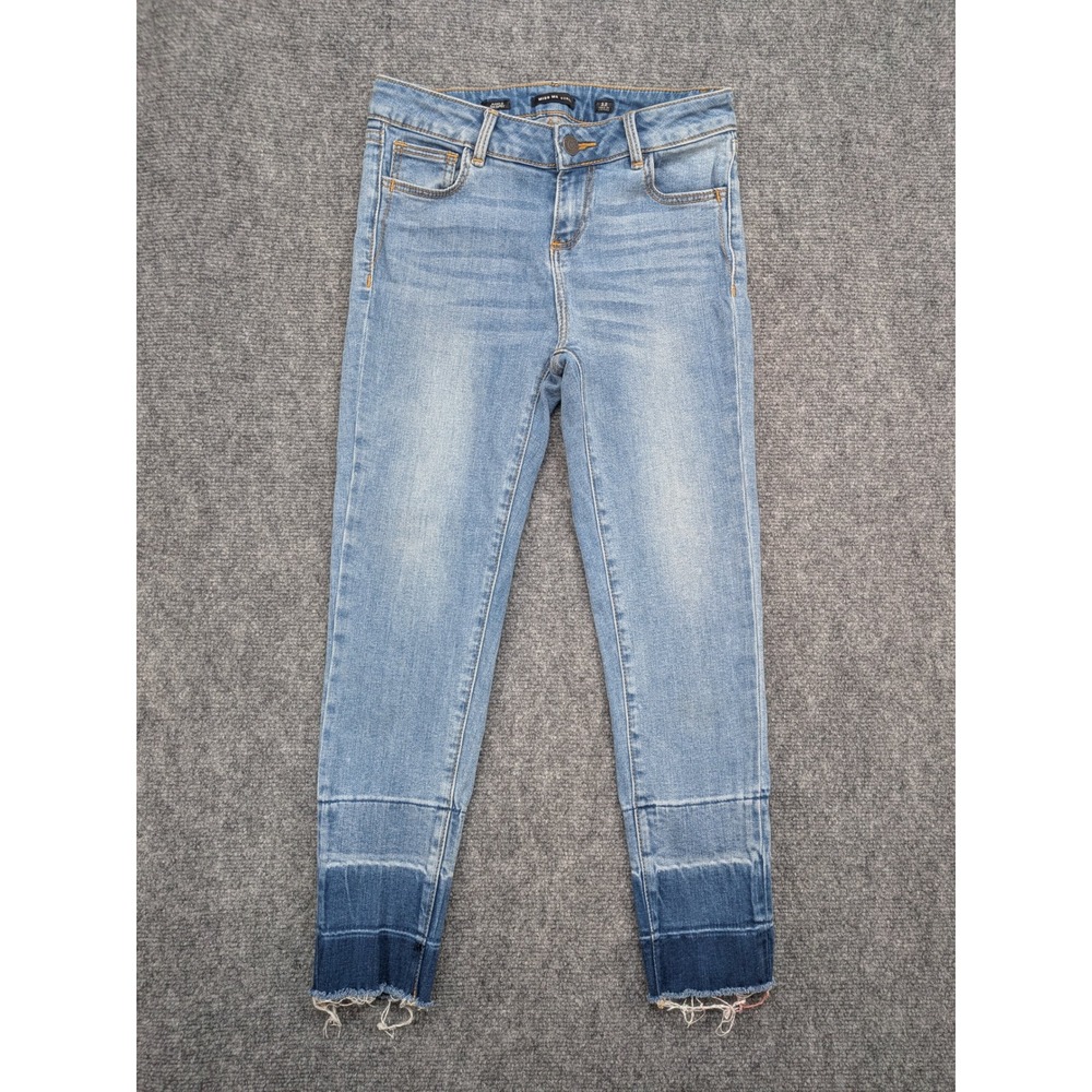 Miss Me Girls Ankle Skinny Jeans Size 12 Light Wash Distressed Hem Denim Cowgirl